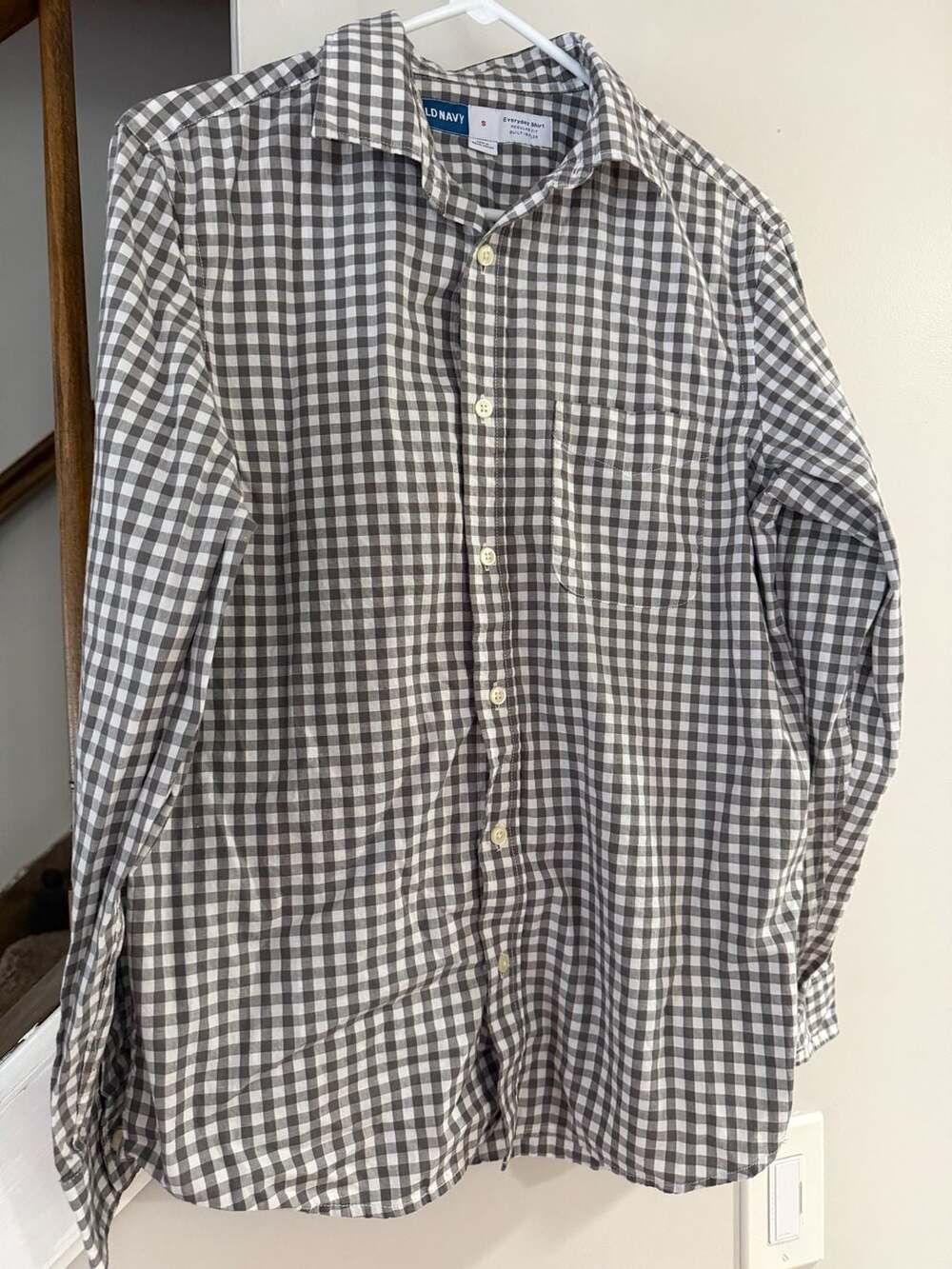 Old Navy Everyday Shirt Size S Gray Gingham Check Long Sleeve
